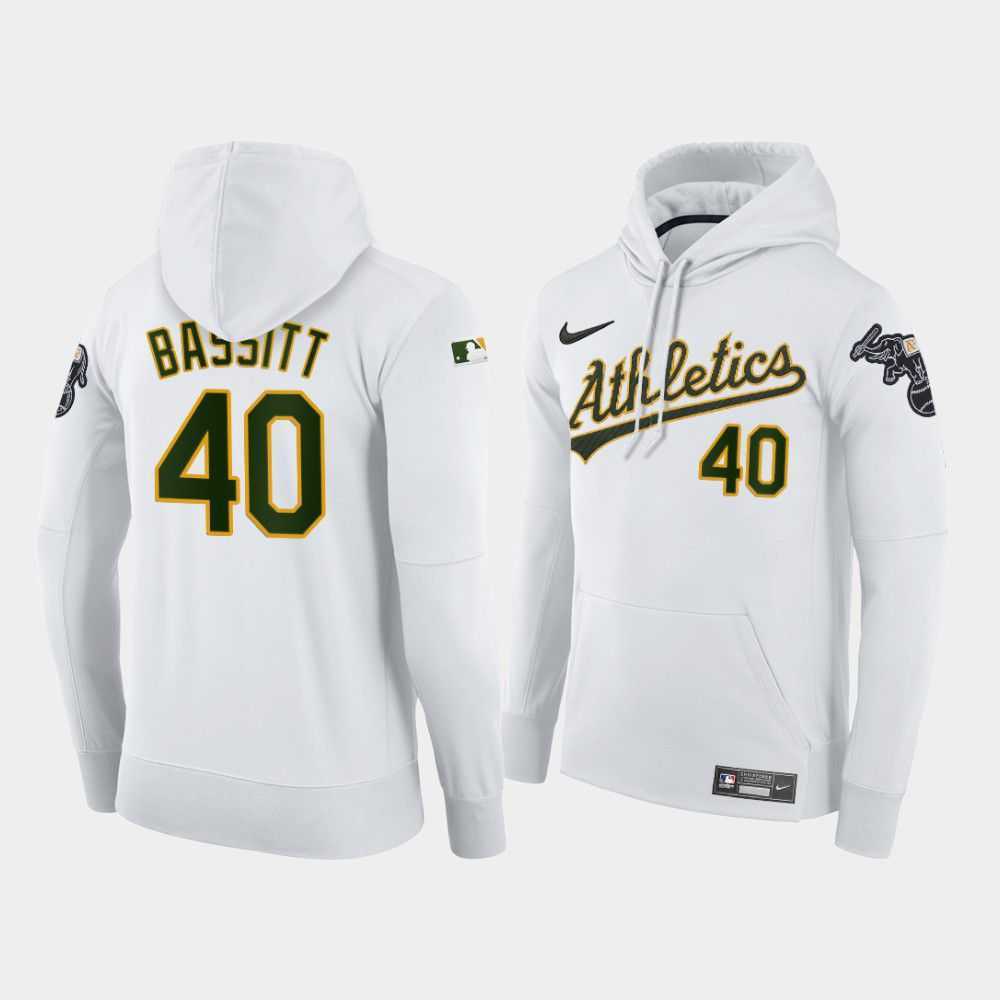 Men Oakland Athletics 40 Bassitt white home hoodie 2021 MLB Nike Jerseys